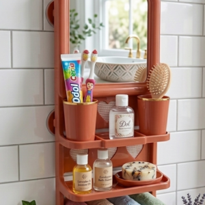 bathroom mirror with bottom storage shelf | cermin kamar mandi rak bawah multifungsi
