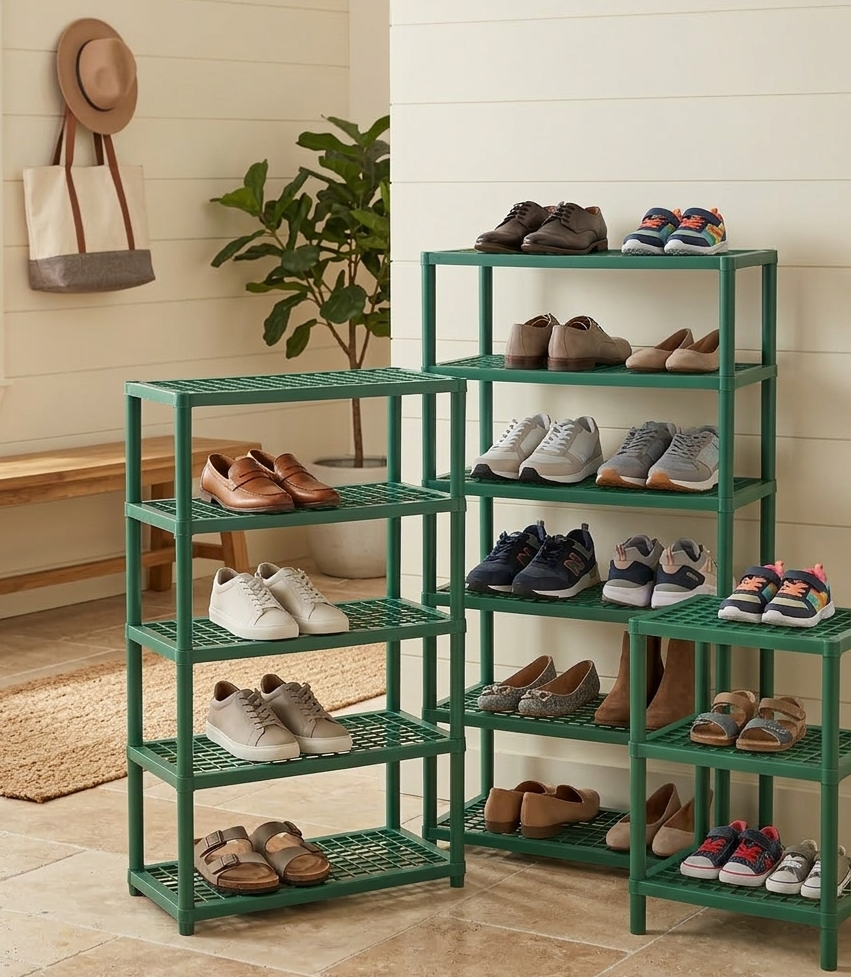 plastic shoe rack organizer – available in 3, 4 & 5 tiers plastic shoe rack organizer – available in 3, 4 & 5 tiers