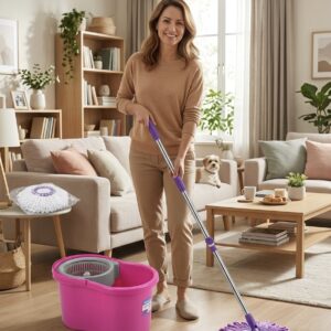 360° spin mop bucket set with microfiber mop easy wring floor cleaning system
