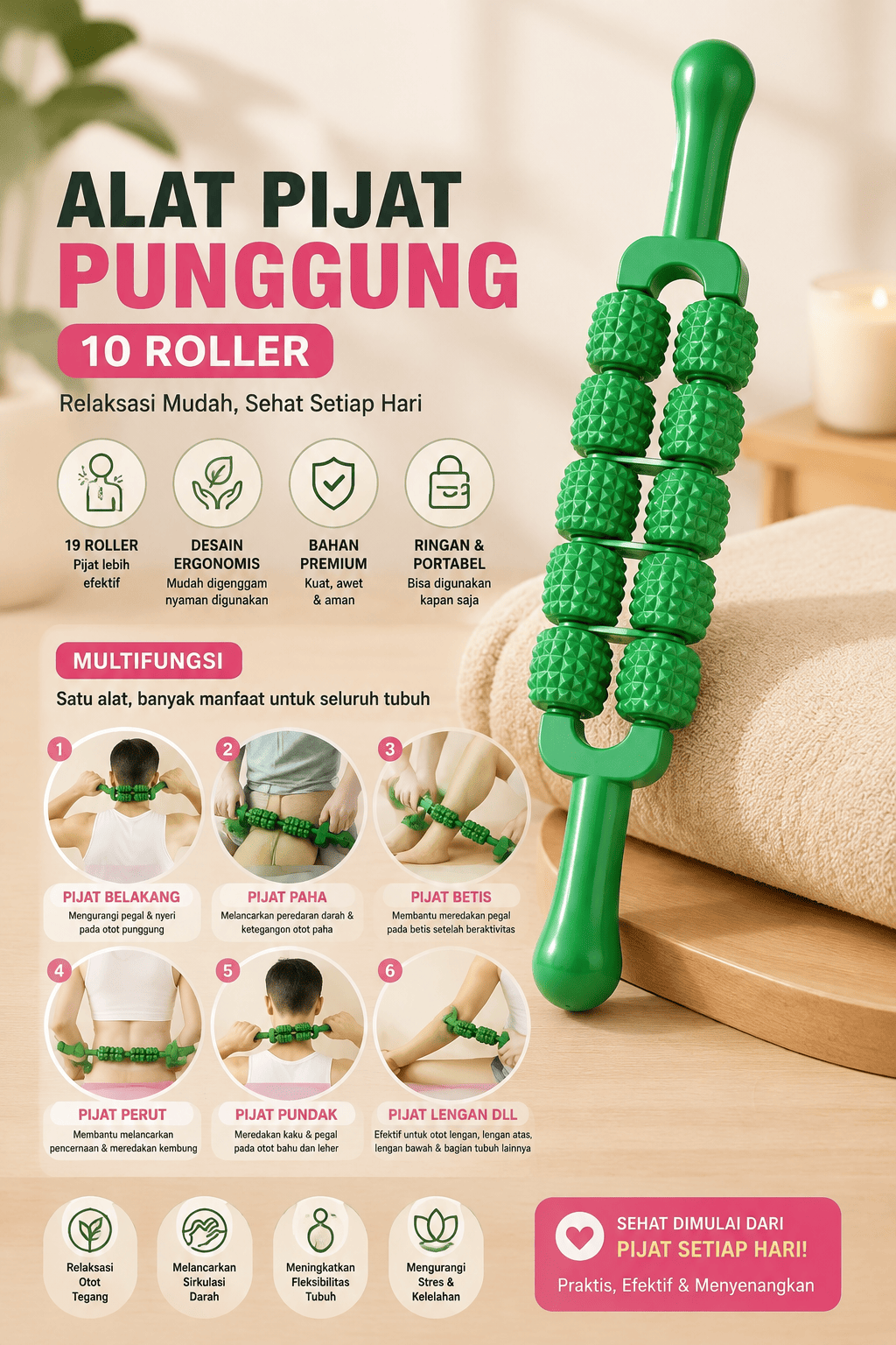 massage roller 2 roll – alat pijat tubuh dengan bola bergerigi massage roller 2 roll – alat pijat tubuh dengan bola bergerigi