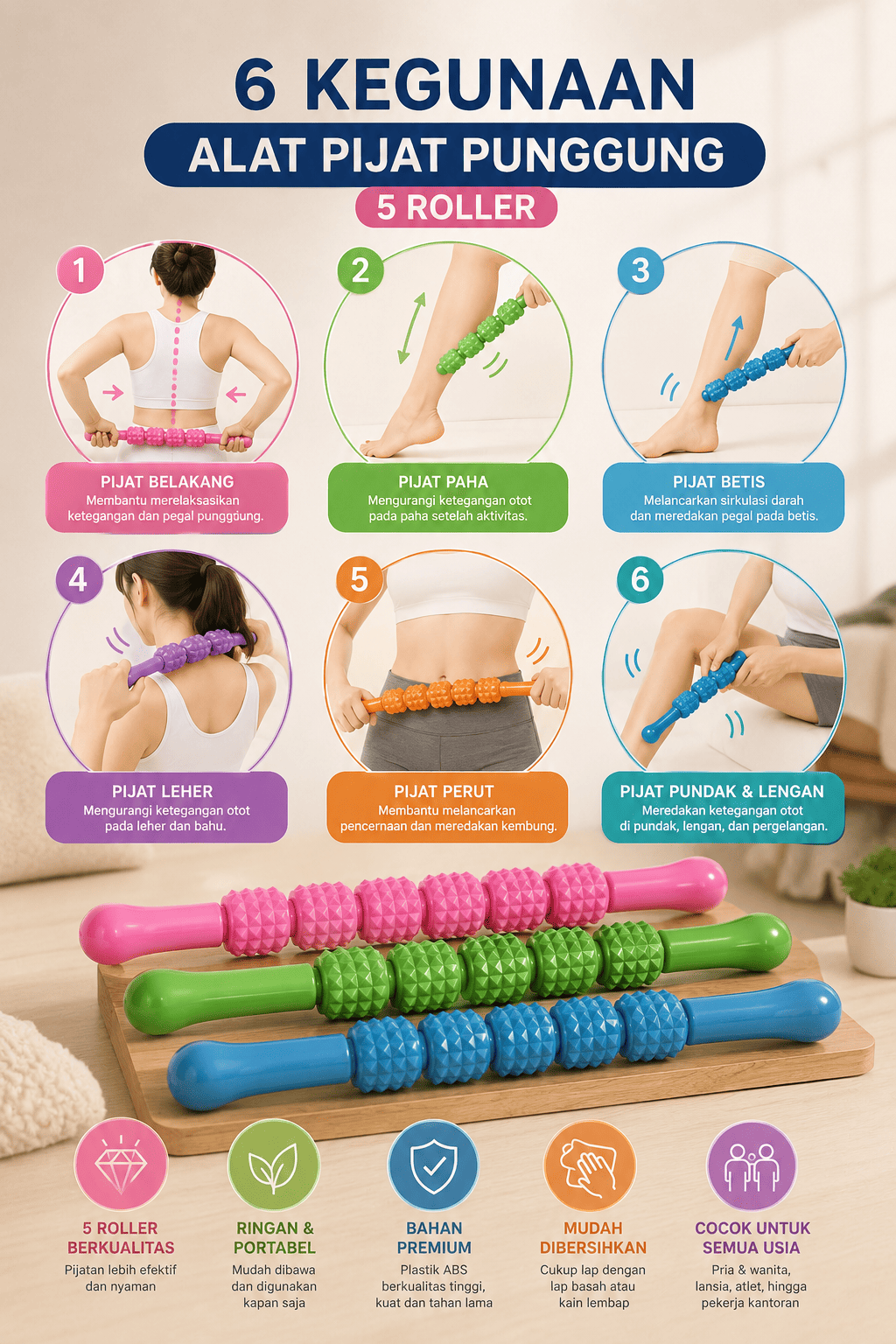 massage roller – alat pijat tubuh dengan bola bergerigi massage roller – alat pijat tubuh dengan bola bergerigi