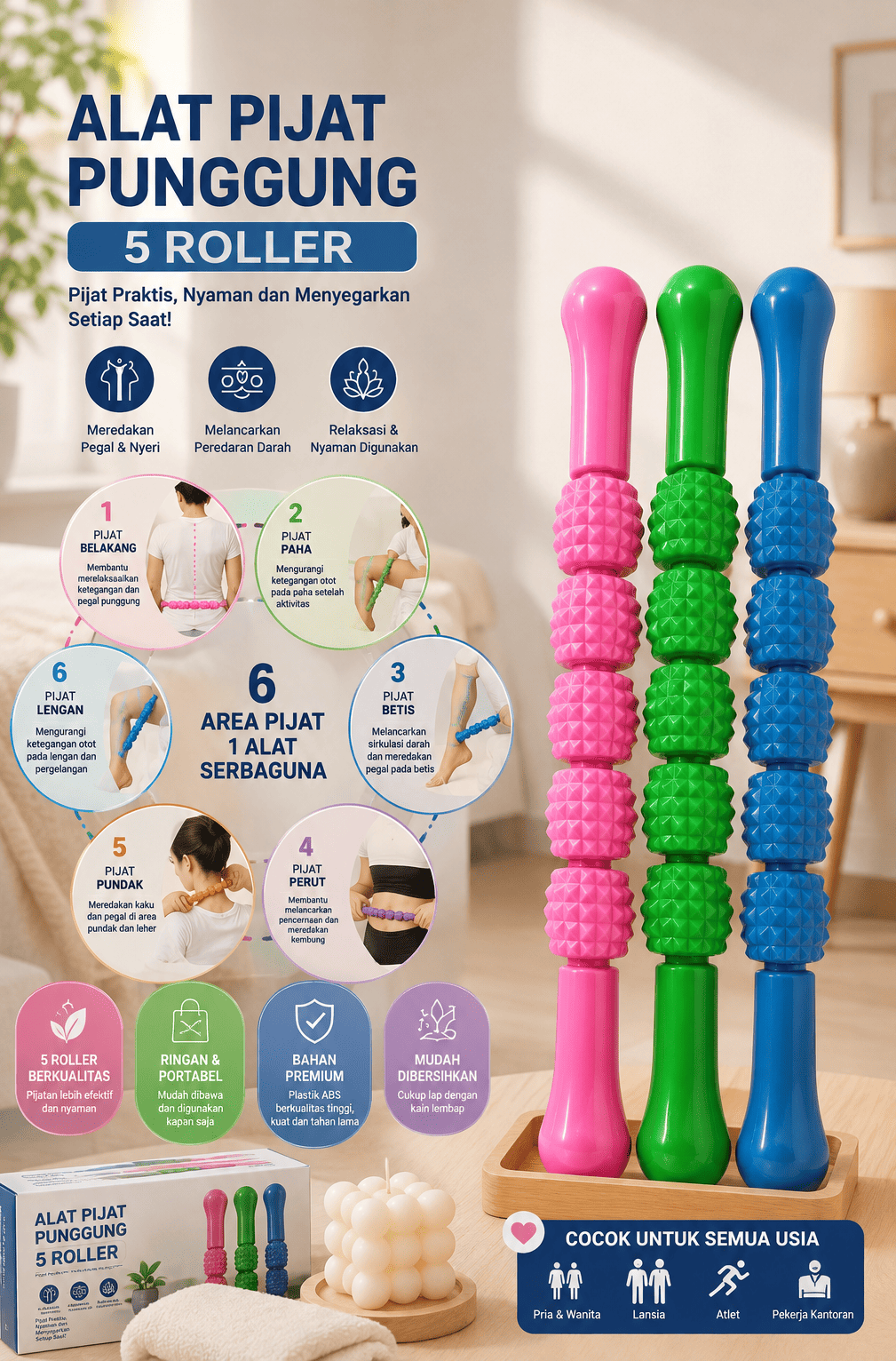 massage roller – alat pijat tubuh dengan bola bergerigi massage roller – alat pijat tubuh dengan bola bergerigi
